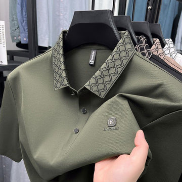 Luxury Olive Polo Shirt – Contrast Designer Collar