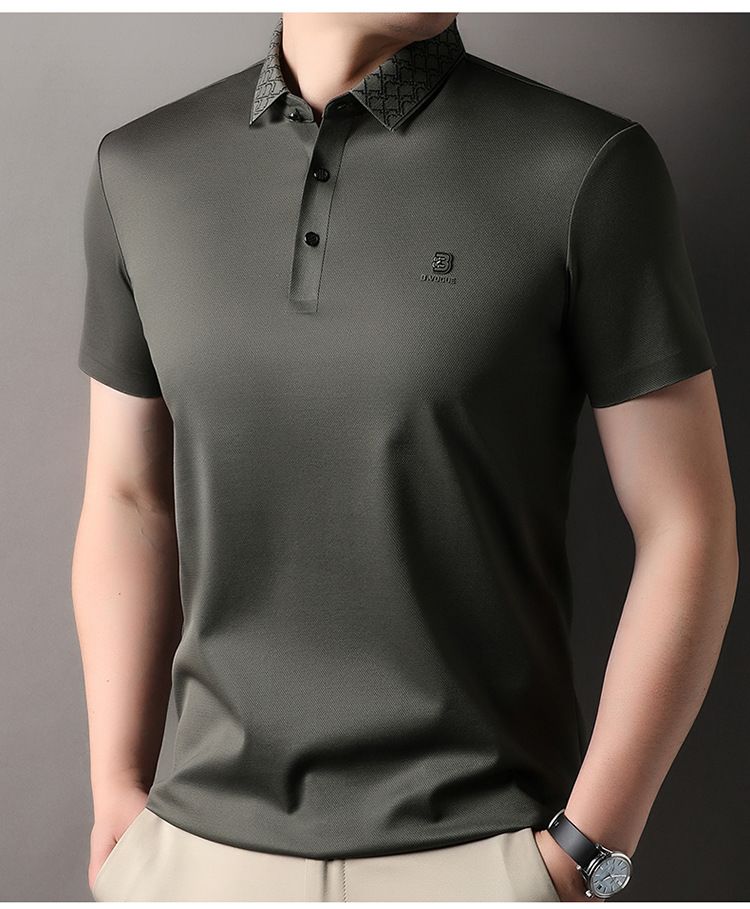 Luxury Olive Polo Shirt – Contrast Designer Collar