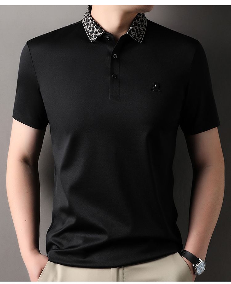 Luxury Black Polo Shirt – Contrast Designer Collar