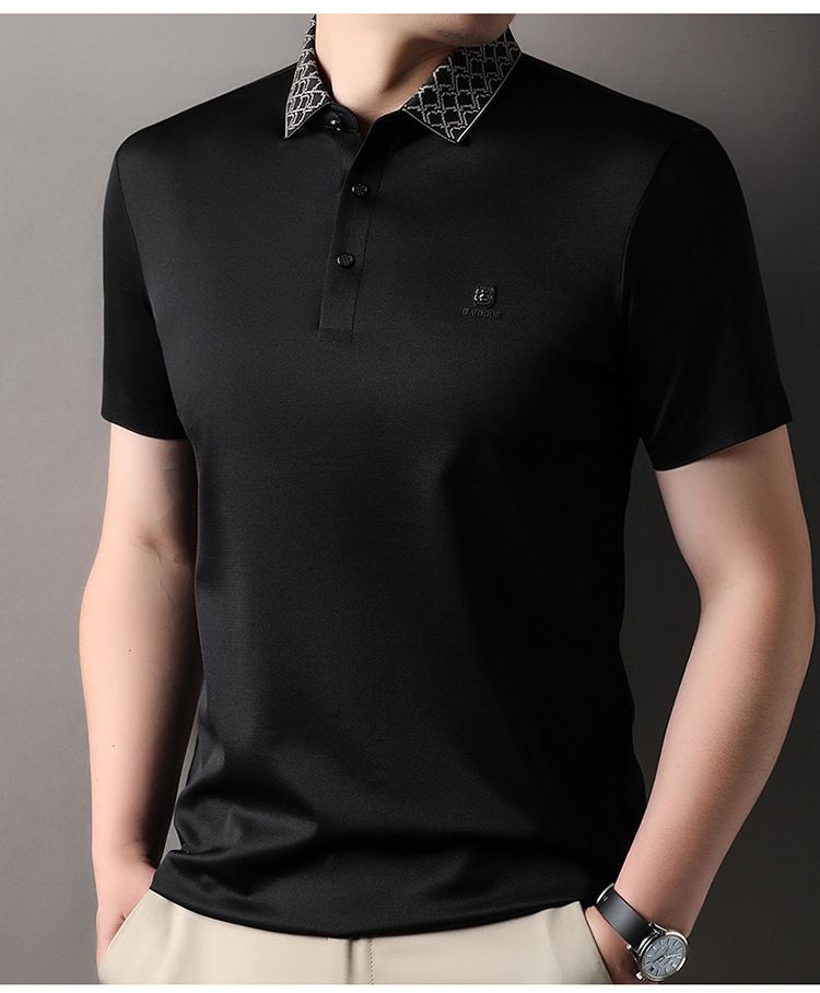 Luxury Black Polo Shirt – Contrast Designer Collar
