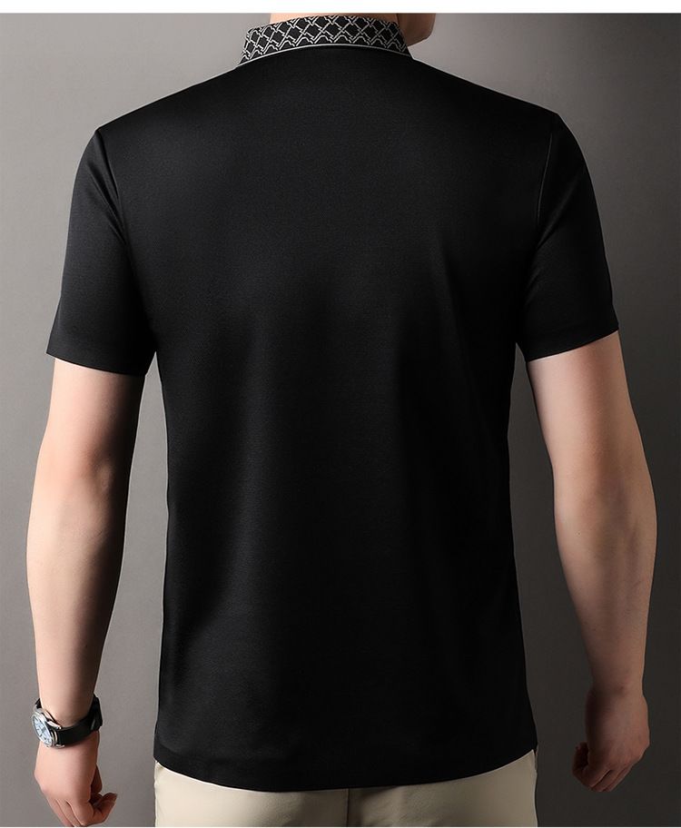 Luxury Black Polo Shirt – Contrast Designer Collar