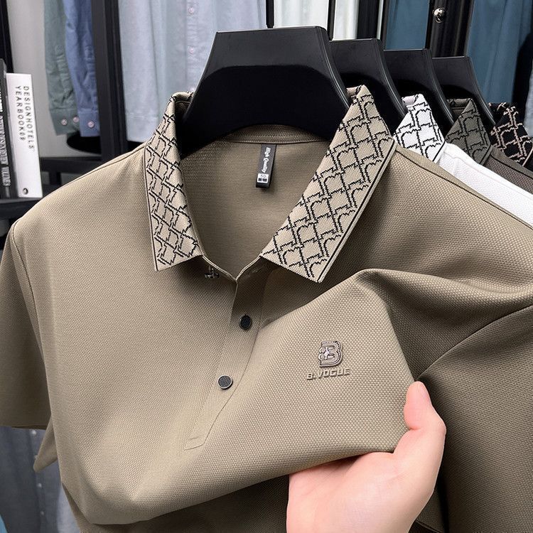 Luxury Sand Brown Polo Shirt – Contrast Collar Edition