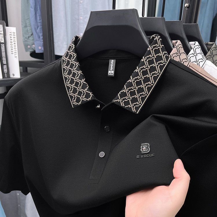 Luxury Black Polo Shirt – Contrast Designer Collar