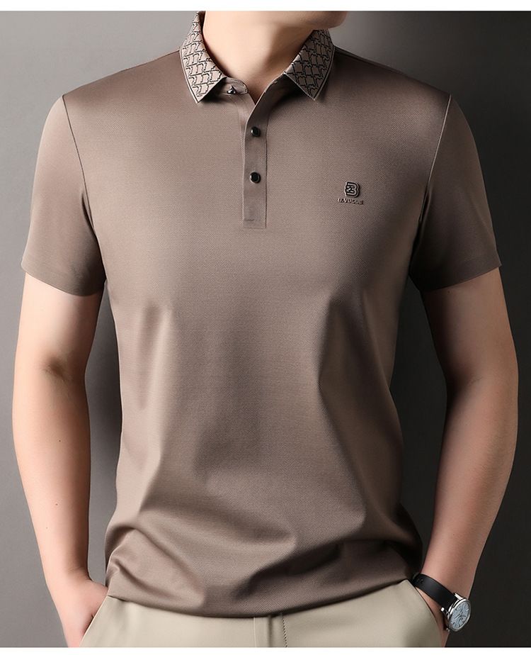 Luxury Sand Brown Polo Shirt – Contrast Collar Edition