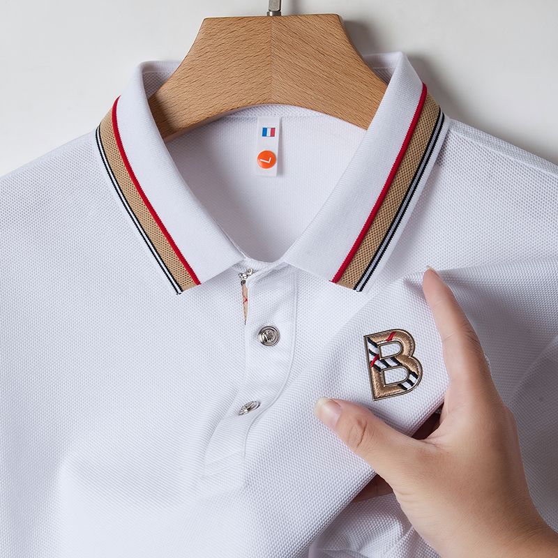 Men’s Premium White Polo T-Shirt with Contrast Collar & Embroidered Logo