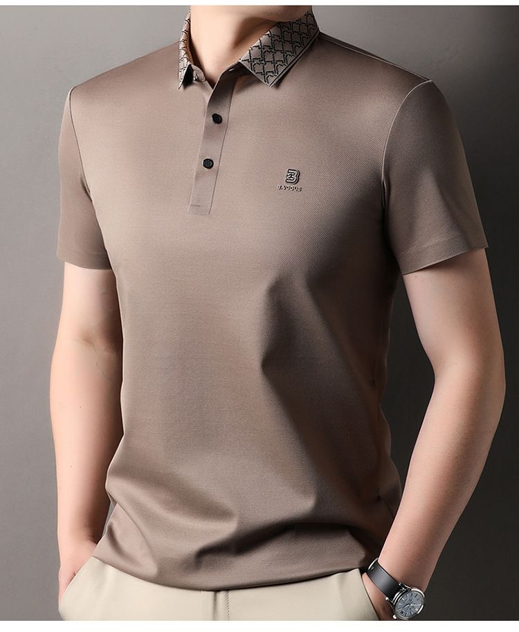 Luxury Sand Brown Polo Shirt – Contrast Collar Edition