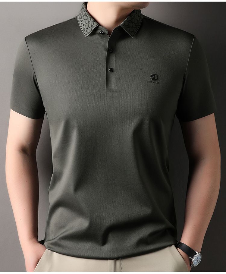 Luxury Olive Polo Shirt – Contrast Designer Collar