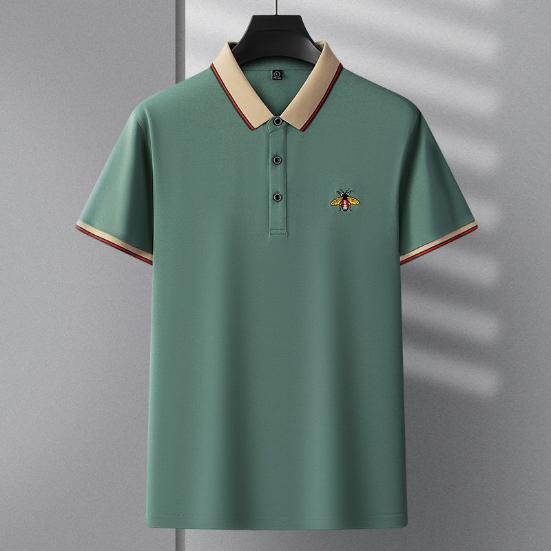 Men’s Premium Sage Green Polo T-Shirt with Contrast Collar & Embroidered Bee Logo