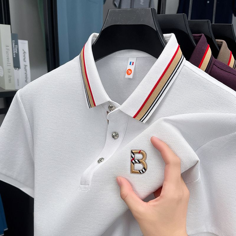 Men’s Premium White Polo T-Shirt with Contrast Collar & Embroidered Logo