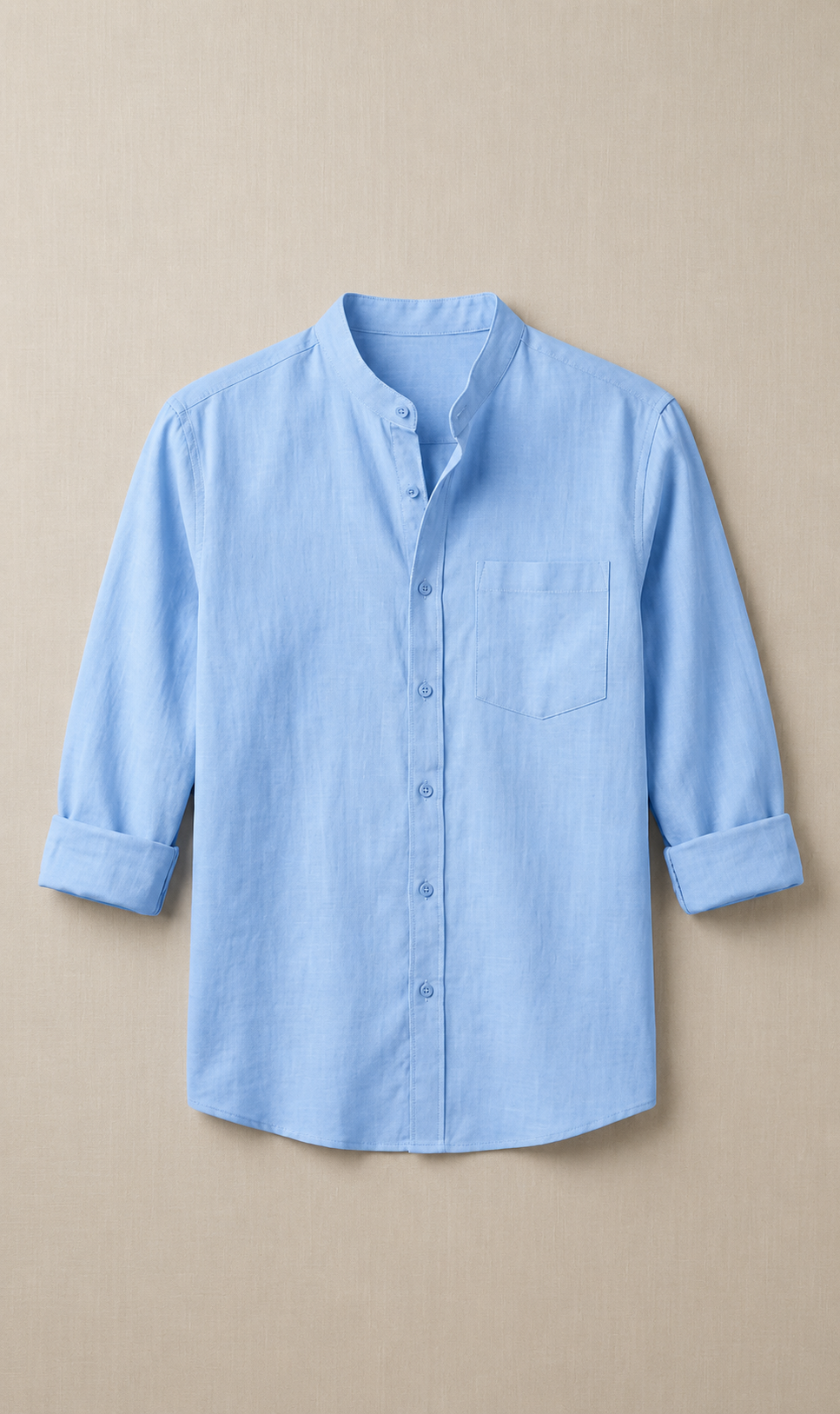 Premium Sky Blue Mandarin Collar Shirt for Men