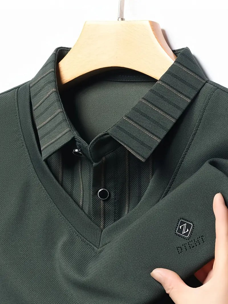 Modern V-Neck Layered Shirt for Refined Style