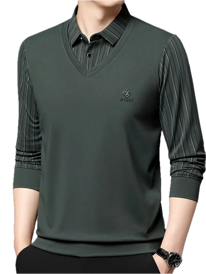 Modern V-Neck Layered Shirt for Refined Style