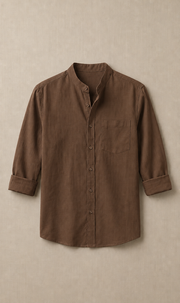 Men’s Slim Fit Mandarin Collar Cotton Shirt
