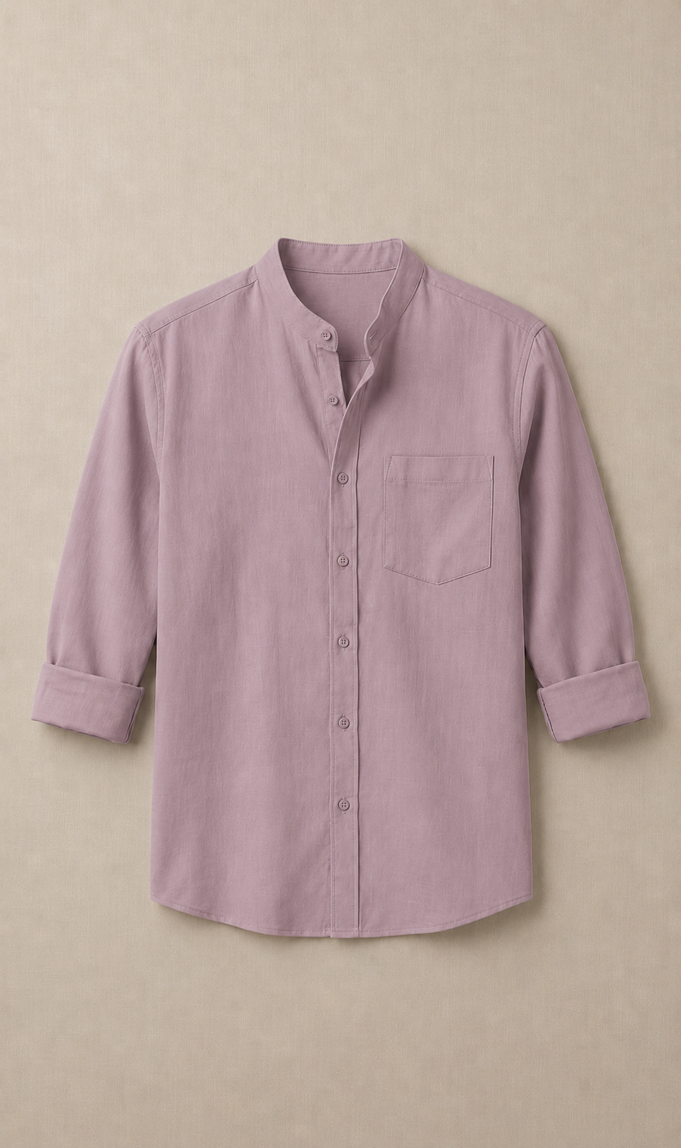 Trendy Light Purple Chinese Collar Shirt for Men