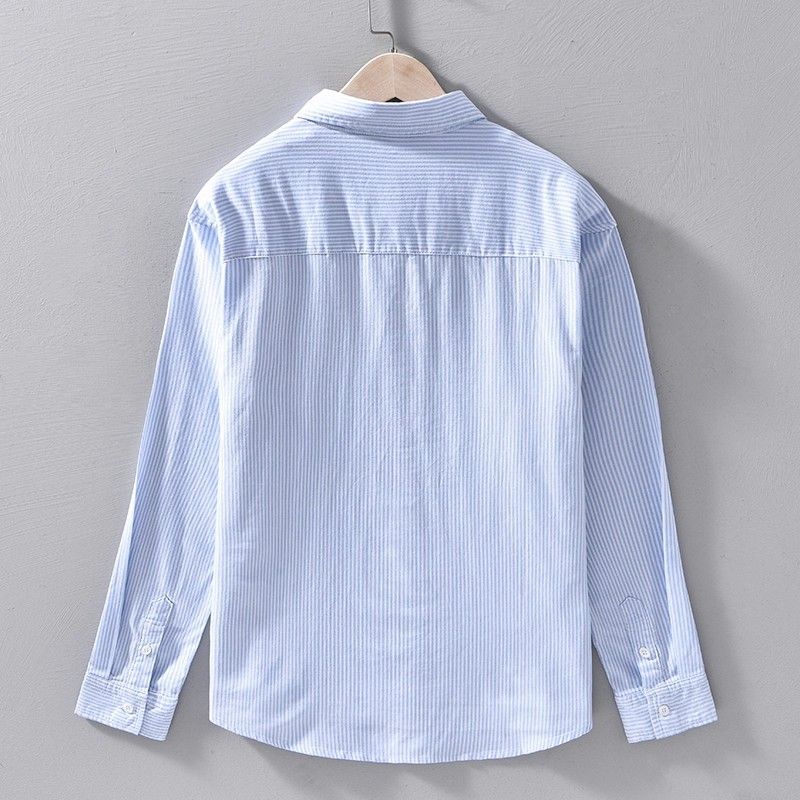 Men’s Premium Light Blue Striped Cotton Shirt – Casual Slim Fit Button-Down