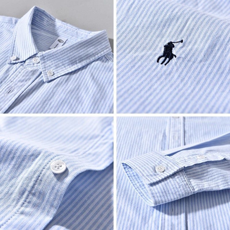 Men’s Premium Light Blue Striped Cotton Shirt – Casual Slim Fit Button-Down