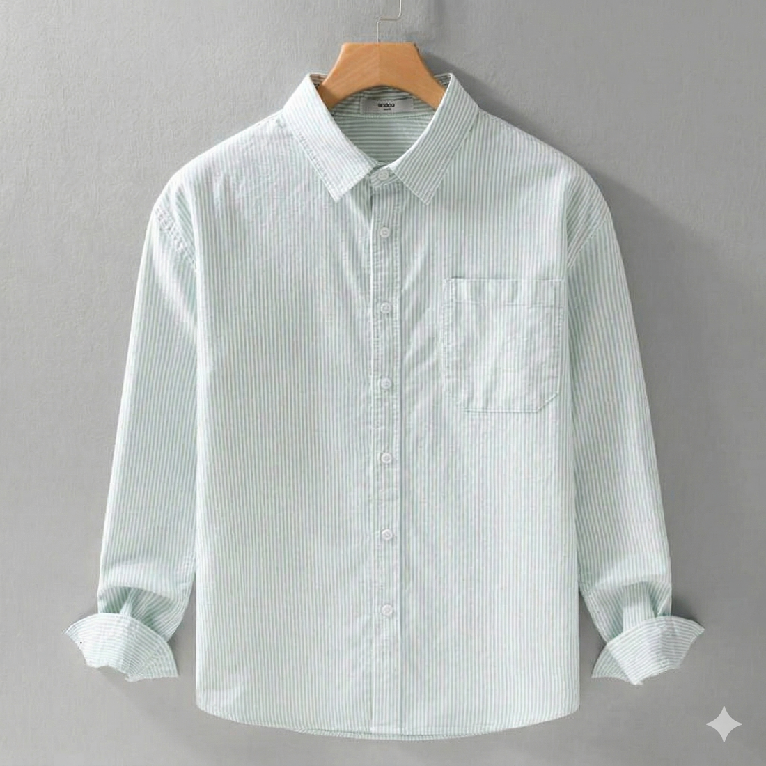 Men’s Vertical Stripe Casual Shirt – Mint Green | Breathable Summer Wear