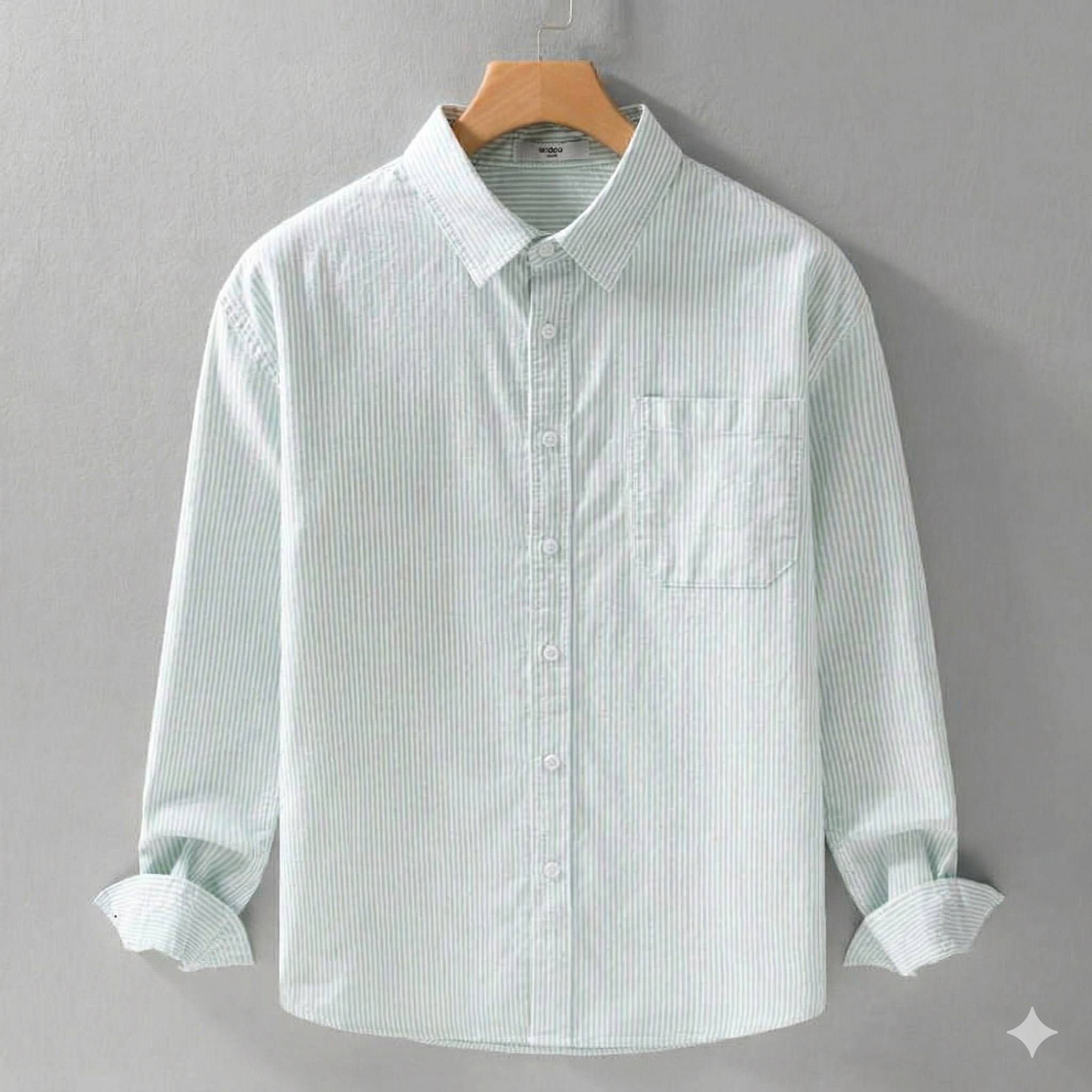 Men’s Vertical Stripe Casual Shirt – Mint Green | Breathable Summer Wear