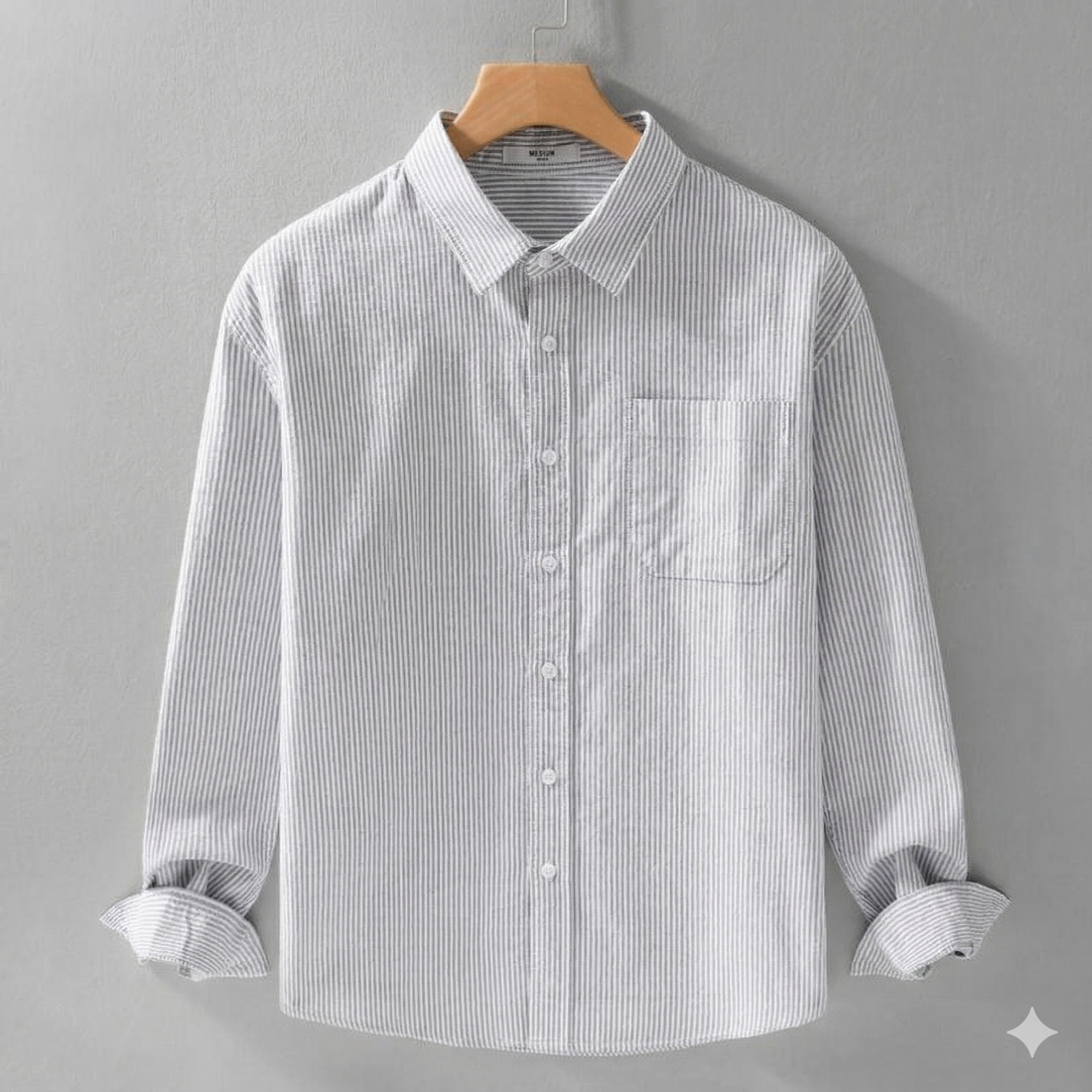 Men’s Vertical Stripe Casual Shirt – Grey | Breathable Everyday Wear