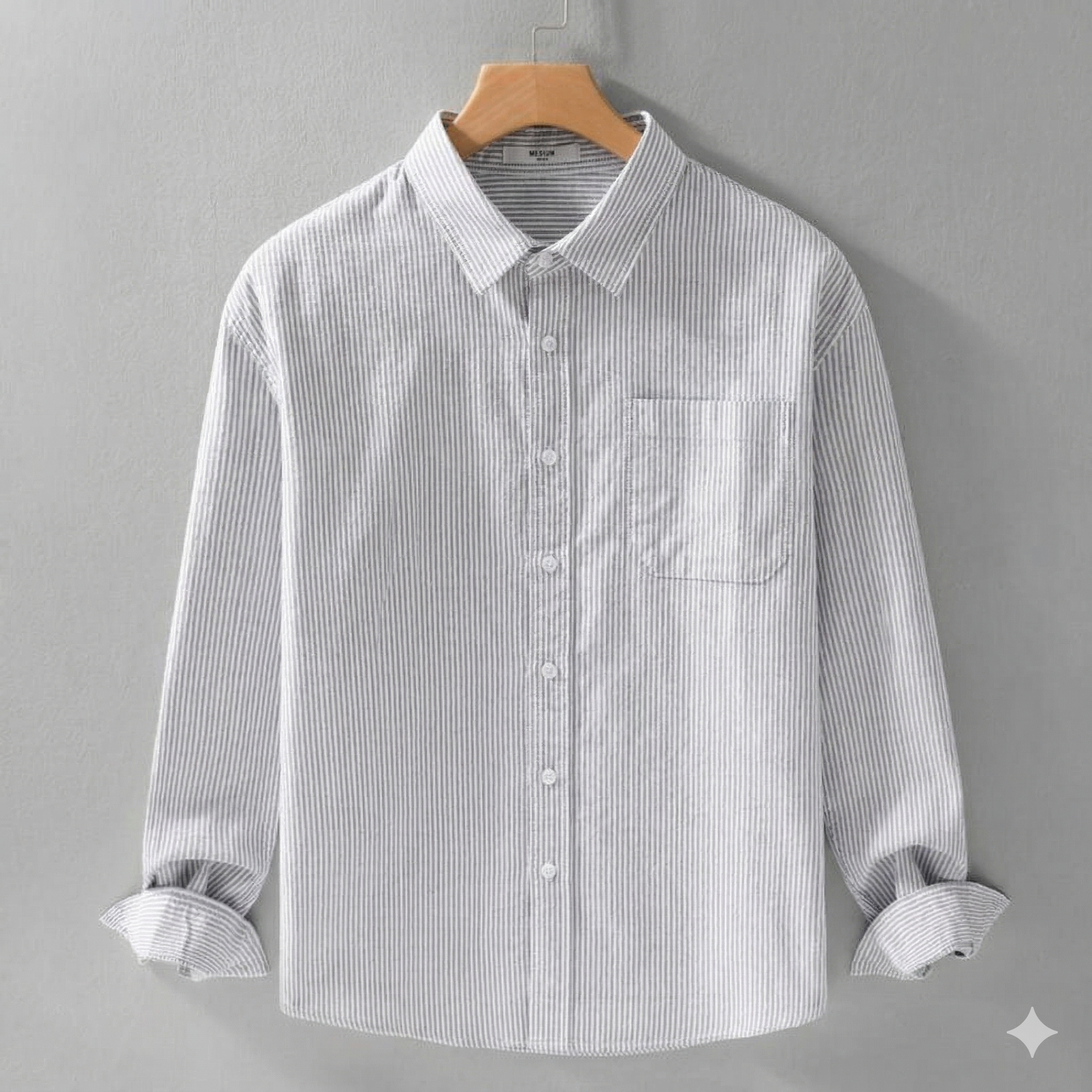 Men’s Vertical Stripe Casual Shirt – Grey | Breathable Everyday Wear