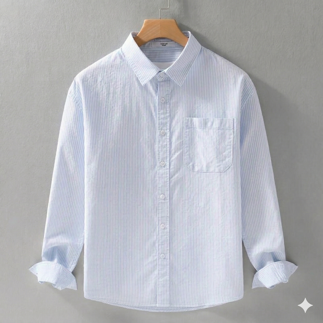 Men’s Vertical Stripe Casual Shirt – Light Blue | Breathable Summer Wear