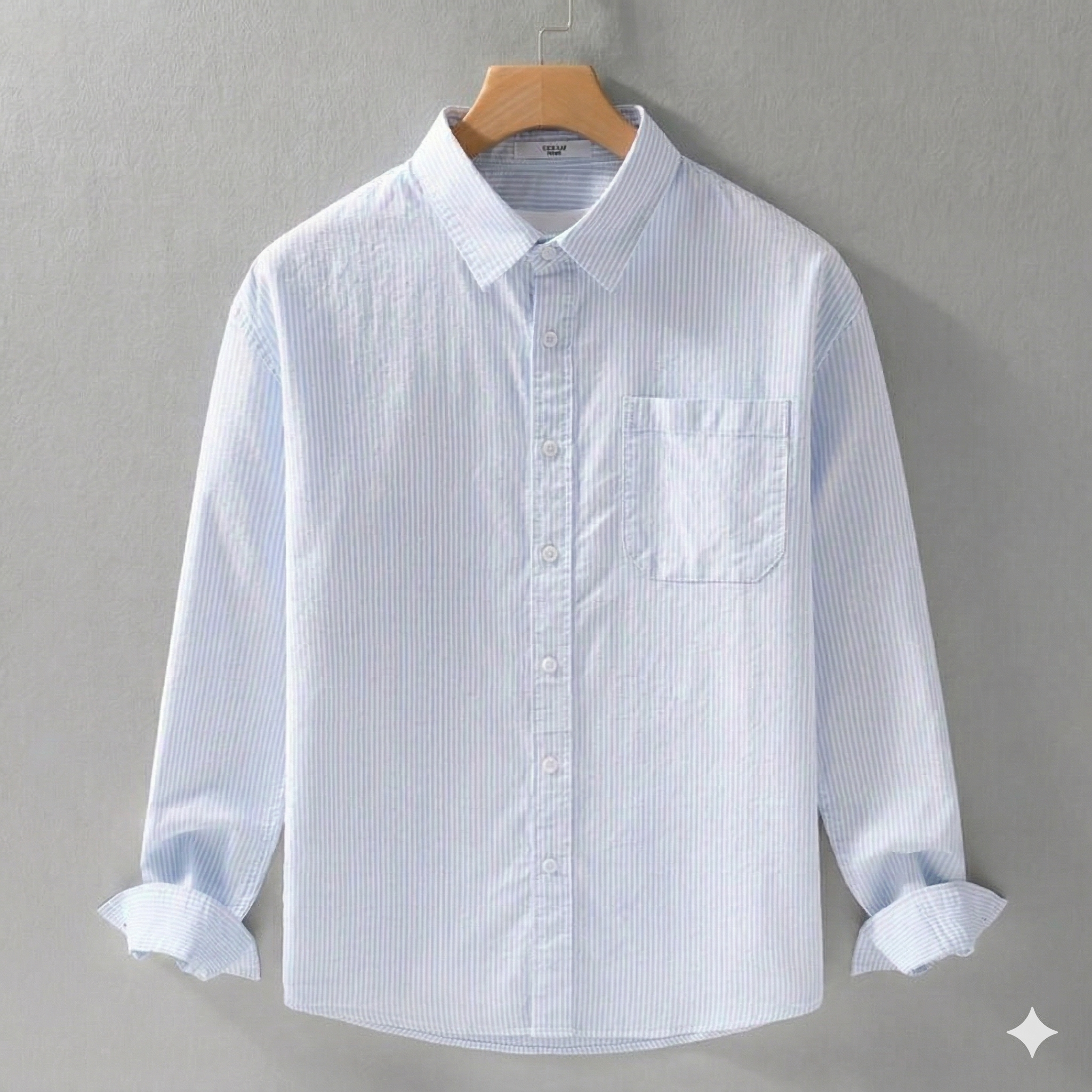 Men’s Vertical Stripe Casual Shirt – Light Blue | Breathable Summer Wear
