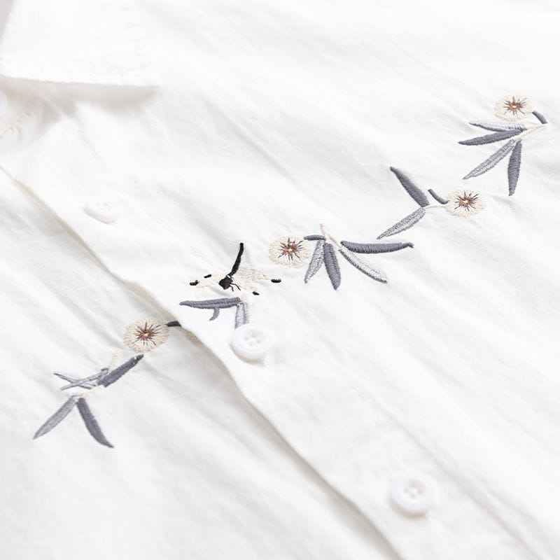 Men’s Premium Summer Shirt – White | Minimal Embroidered Casual Shirt