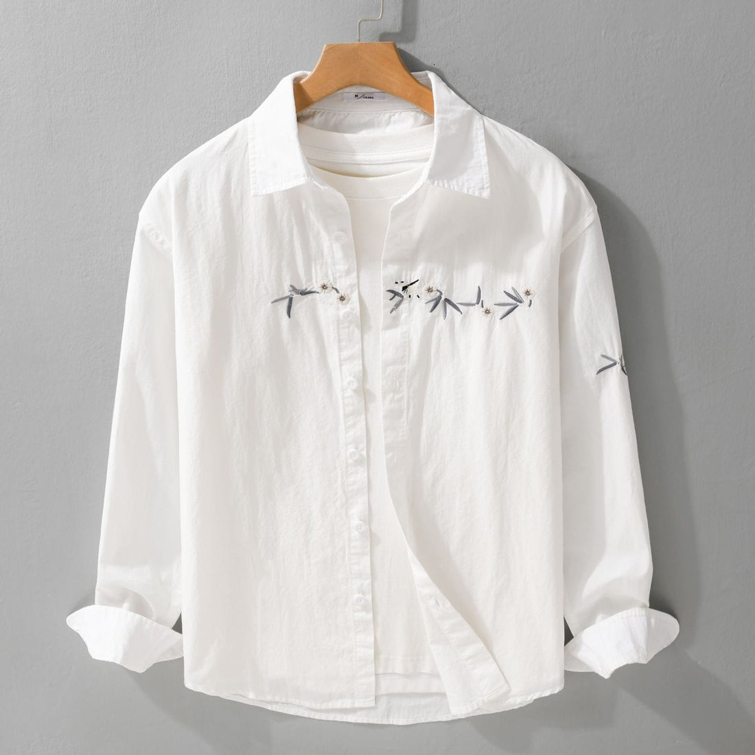 Men’s Premium Summer Shirt – White | Minimal Embroidered Casual Shirt