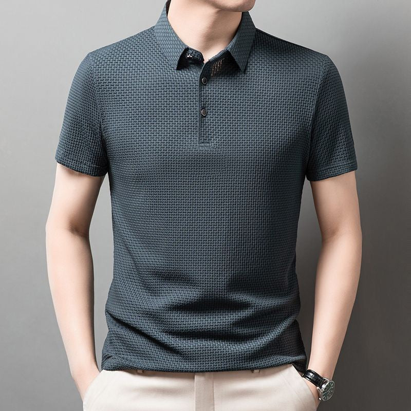 Men’s Premium Textured Dark Grey Polo Shirt – Modern Casual Smart Fit T-Shirt