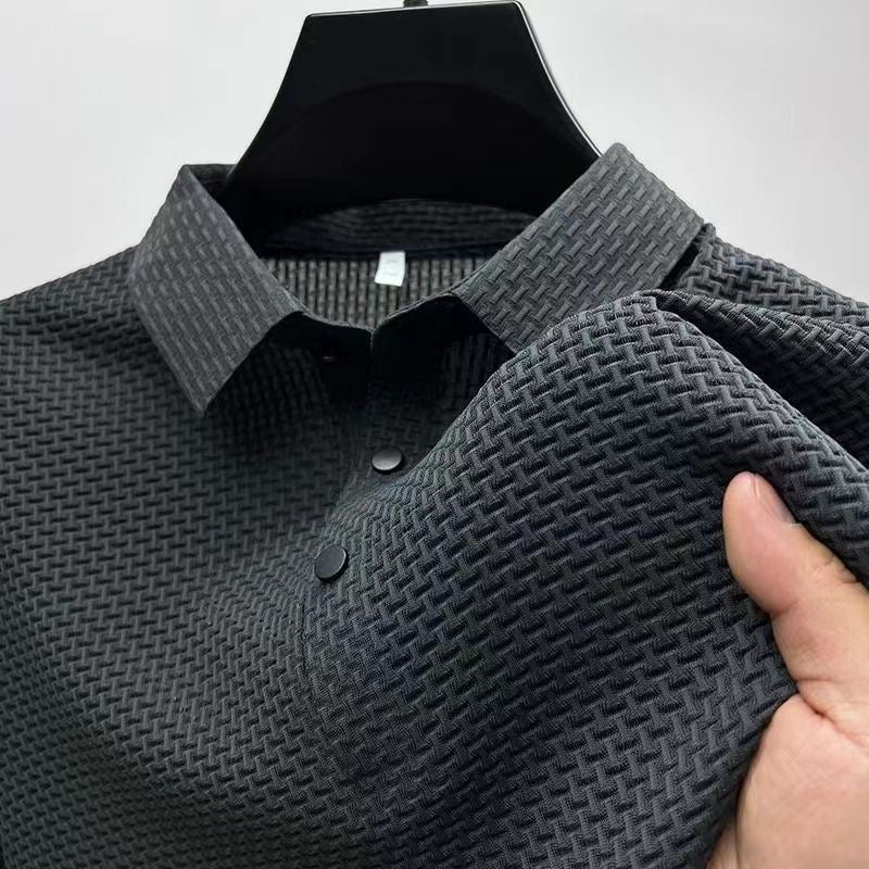 Men’s Premium Textured Dark Grey Polo Shirt – Modern Casual Smart Fit T-Shirt
