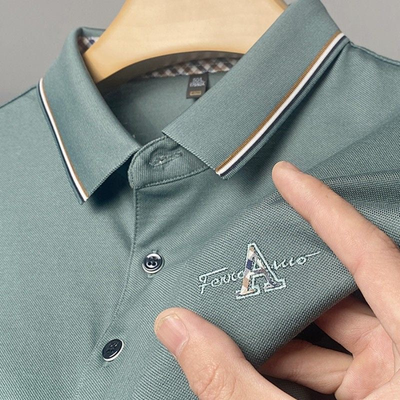 Men’s Premium Sage Green Polo T-Shirt with Contrast Trim & Embroidered Logo