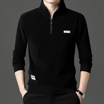 Minimalist Half-Zip Ribbed Fleece Pullover – Unisex Winter Sweatshirt