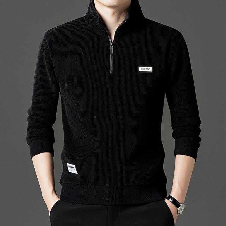 Minimalist Half-Zip Ribbed Fleece Pullover – Unisex Winter Sweatshirt