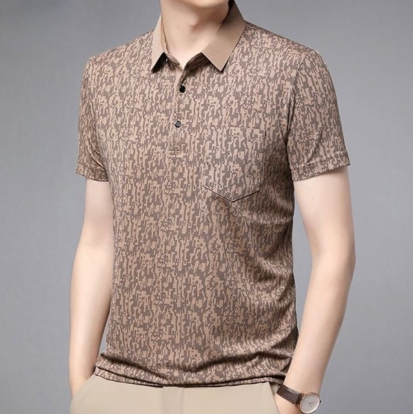 Textured Print Polo for a Refined Casual Look