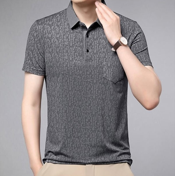 Textured Grey Polo for Effortless Sophistication