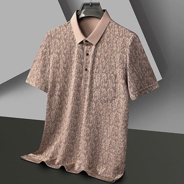 Textured Print Polo for a Refined Casual Look