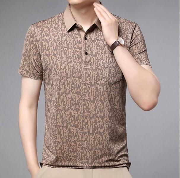 Textured Print Polo for a Refined Casual Look
