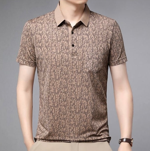 Textured Print Polo for a Refined Casual Look