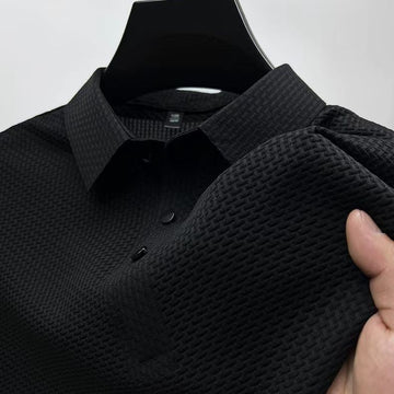 Men’s Premium Textured Black Polo Shirt – Stylish Casual & Smart Fit Tee
