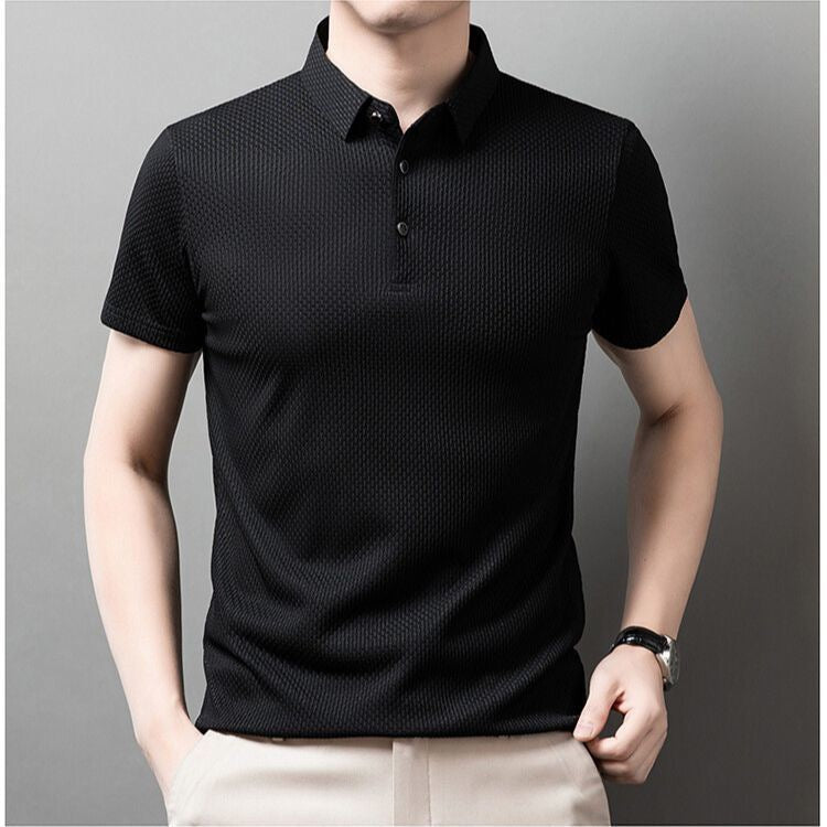 Men’s Premium Textured Black Polo Shirt – Stylish Casual & Smart Fit Tee