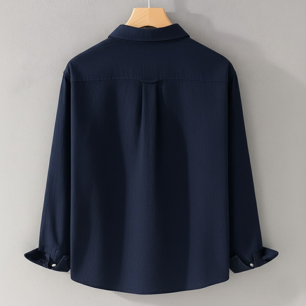 Navy Blue Shirt with Signature Bird Embroidery