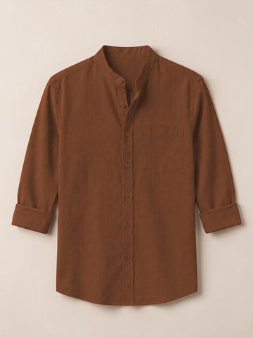 Classic Plain Mandarin Collar Men’s Shirt