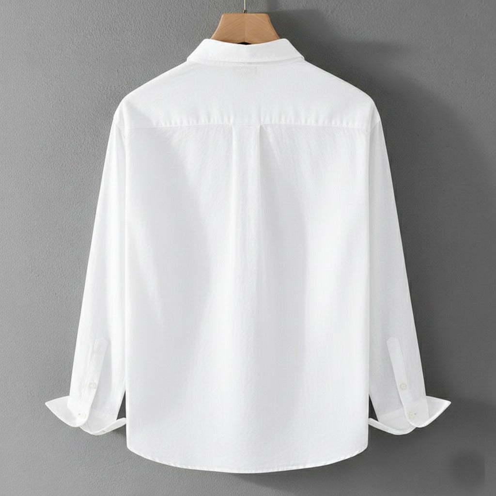 Pure White Shirt with Subtle Bird Embroidery